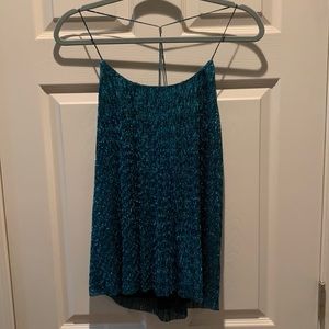 Festive teal metallic top